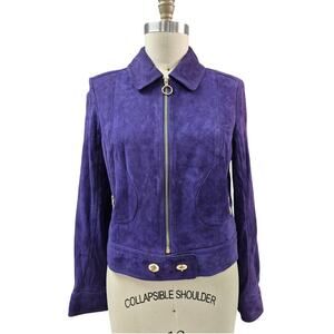 Carlisle 100% Suede Moto Jacket Purple with Gold Hardware Sz 12 Gorgeous